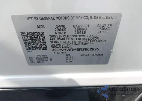 2024 Honda Prologue Touring from USA, damaged, VIN 3GPKHWRM8RS502995